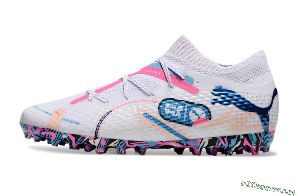 Unisex Puma Future Ultimate MG Football Boots - White/Blue/Pink 0