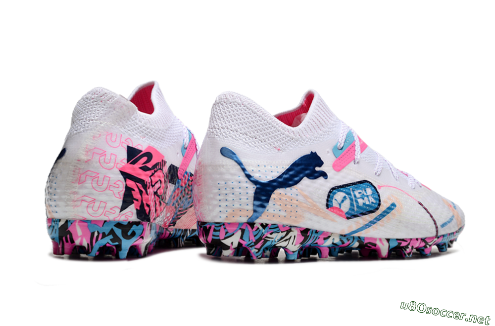 Unisex Puma Future Ultimate MG Football Boots - White/Blue/Pink 6