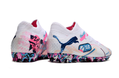Unisex Puma Future Ultimate MG Football Boots - White/Blue/Pink