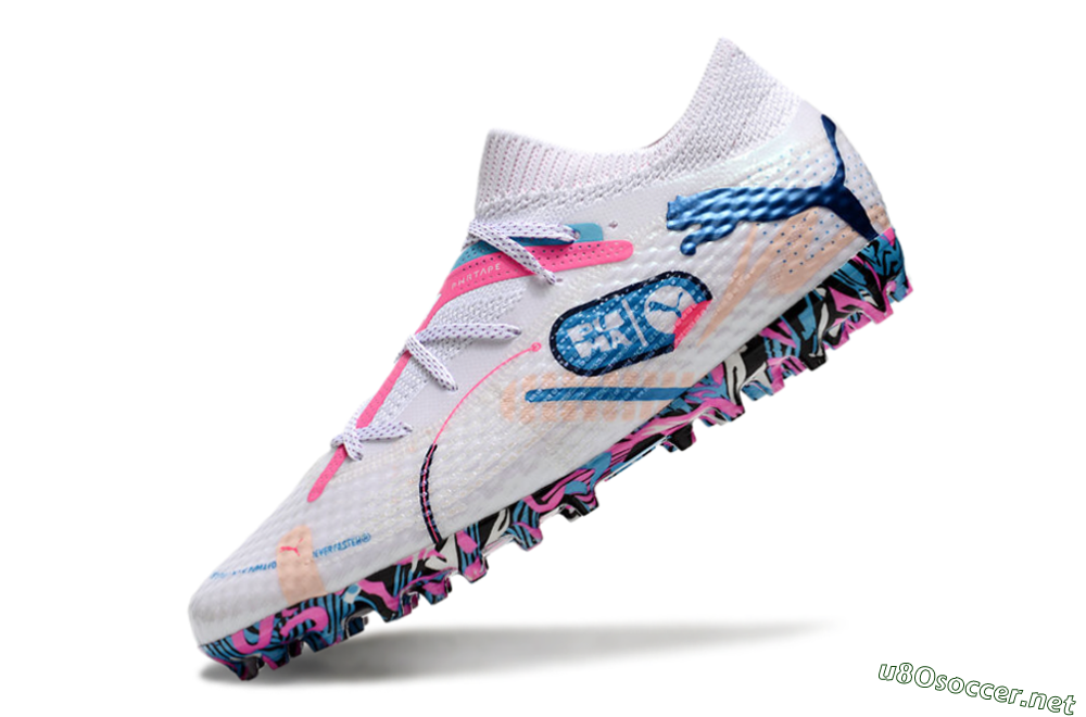 Unisex Puma Future Ultimate MG Football Boots - White/Blue/Pink 5