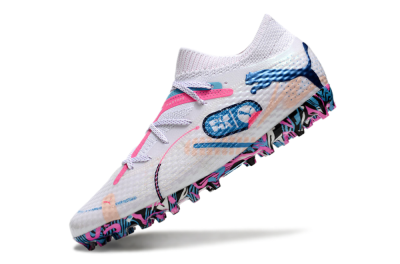 Unisex Puma Future Ultimate MG Football Boots - White/Blue/Pink