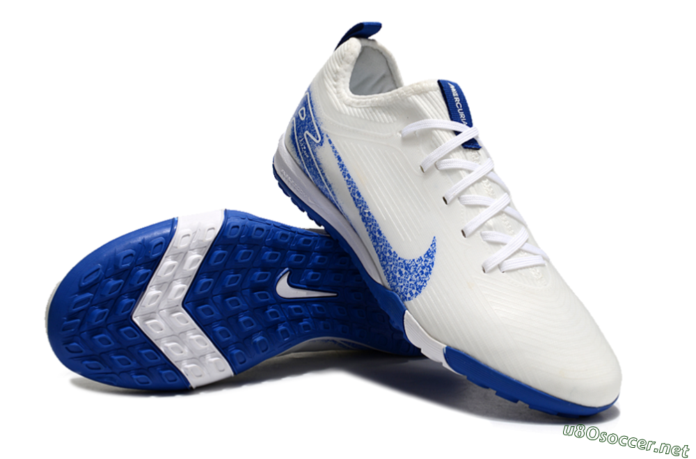 Unisex Nike Air Zoom Mercurial Vapor 16 Pro TF Football Shoes - White/Blue 4