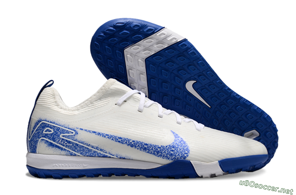 Unisex Nike Air Zoom Mercurial Vapor 16 Pro TF Football Shoes - White/Blue 2