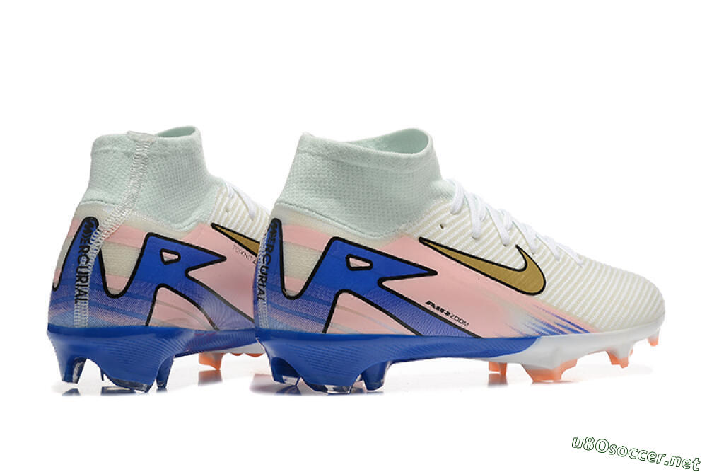 Unisex Nike Air Zoom Mercurial Superfly 10 Elite FG Football Boots - White/Gold/Blue/Pink 6
