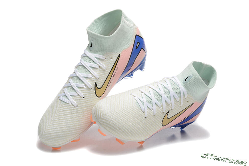 Unisex Nike Air Zoom Mercurial Superfly 10 Elite FG Football Boots - White/Gold/Blue/Pink 3