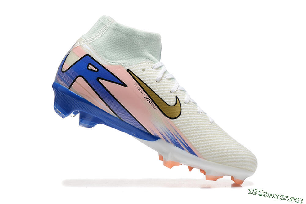 Unisex Nike Air Zoom Mercurial Superfly 10 Elite FG Football Boots - White/Gold/Blue/Pink 4