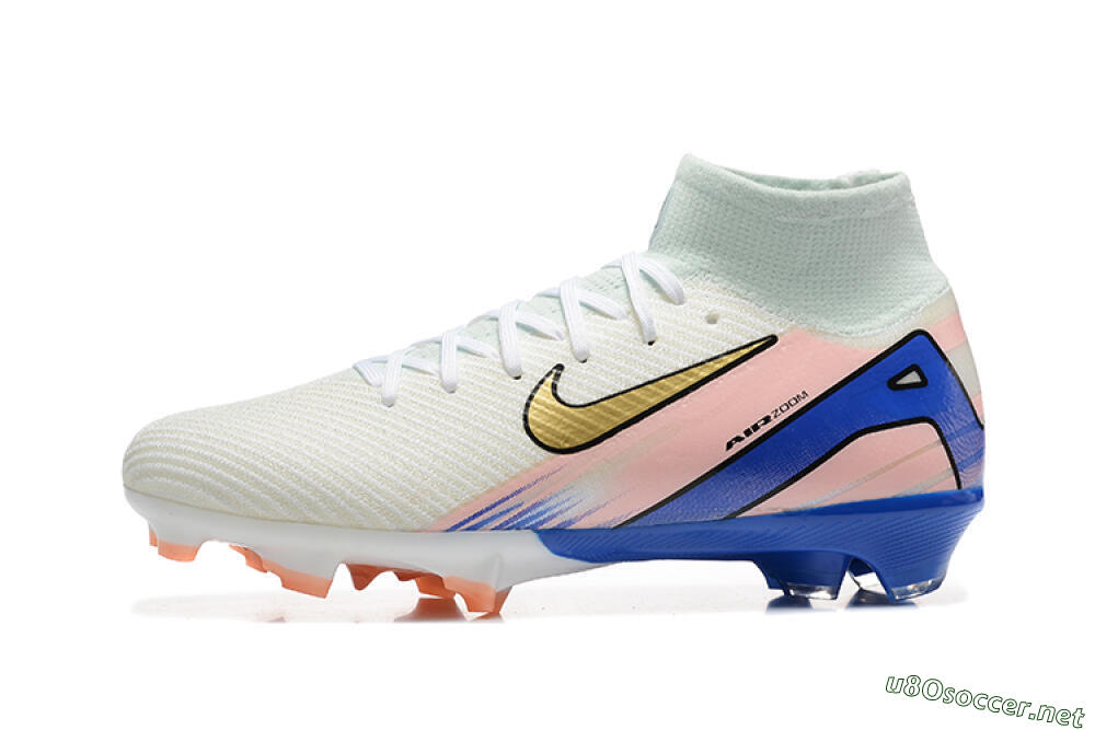 Unisex Nike Air Zoom Mercurial Superfly 10 Elite FG Football Boots - White/Gold/Blue/Pink 0