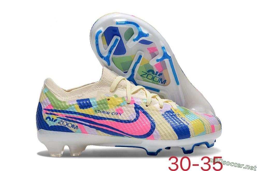 Kids Kids Nike Air Zoom Mercurial Vapor 15 Elite FG Football Boots - Beige/Blue/Yellow/Pink 2