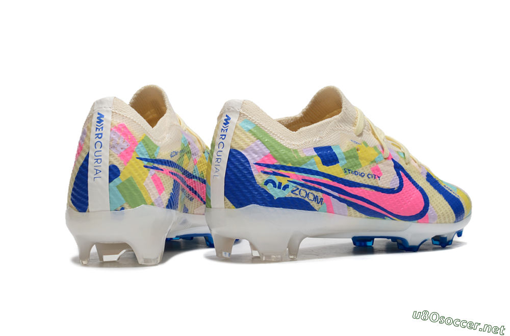 Kids Kids Nike Air Zoom Mercurial Vapor 15 Elite FG Football Boots - Beige/Blue/Yellow/Pink 6