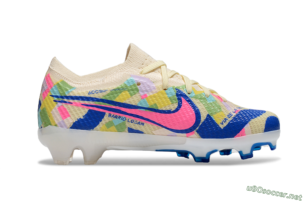 Kids Kids Nike Air Zoom Mercurial Vapor 15 Elite FG Football Boots - Beige/Blue/Yellow/Pink 7