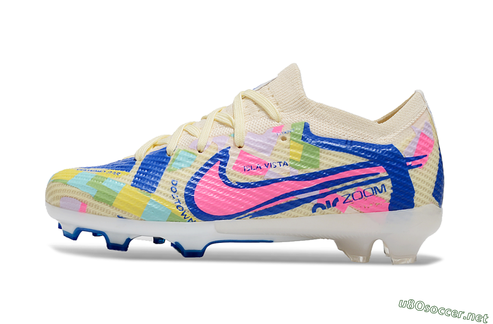 Kids Kids Nike Air Zoom Mercurial Vapor 15 Elite FG Football Boots - Beige/Blue/Yellow/Pink 0