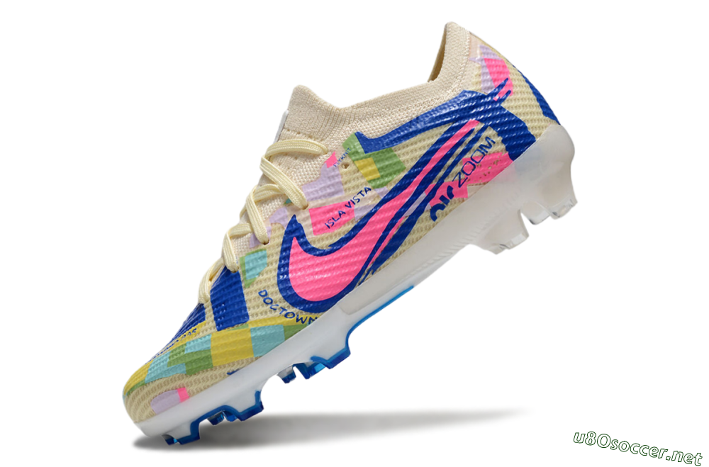 Kids Kids Nike Air Zoom Mercurial Vapor 15 Elite FG Football Boots - Beige/Blue/Yellow/Pink 5