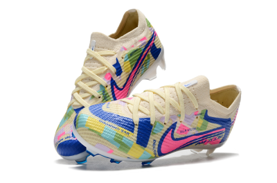 Kids Kids Nike Air Zoom Mercurial Vapor 15 Elite FG Football Boots - Beige/Blue/Yellow/Pink