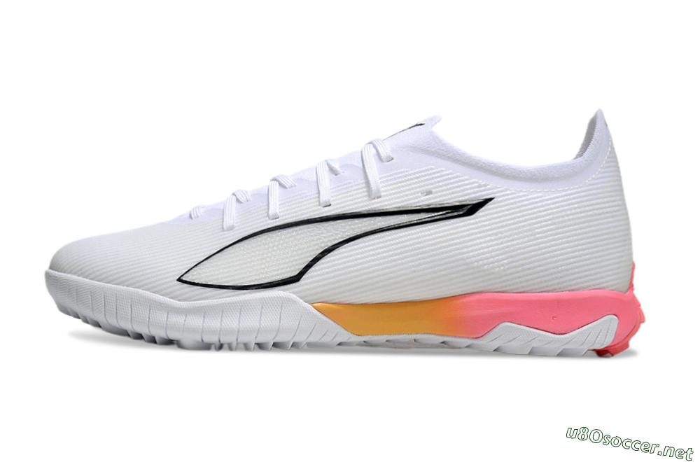 Men's Puma Ultra Ultimate TF Football Shoes - White/Black/Yellow/Pink 0