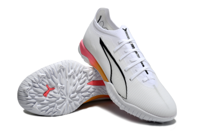 Men's Puma Ultra Ultimate TF Football Shoes - White/Black/Yellow/Pink