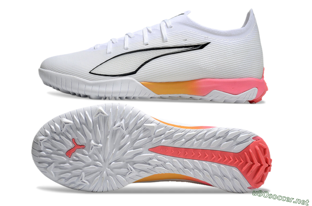 Men's Puma Ultra Ultimate TF Football Shoes - White/Black/Yellow/Pink 1