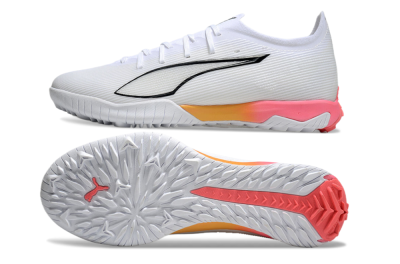 Men's Puma Ultra Ultimate TF Football Shoes - White/Black/Yellow/Pink