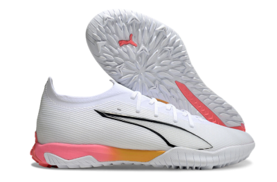 Men's Puma Ultra Ultimate TF Football Shoes - White/Black/Yellow/Pink