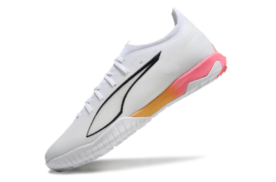 Men's Puma Ultra Ultimate TF Football Shoes - White/Black/Yellow/Pink