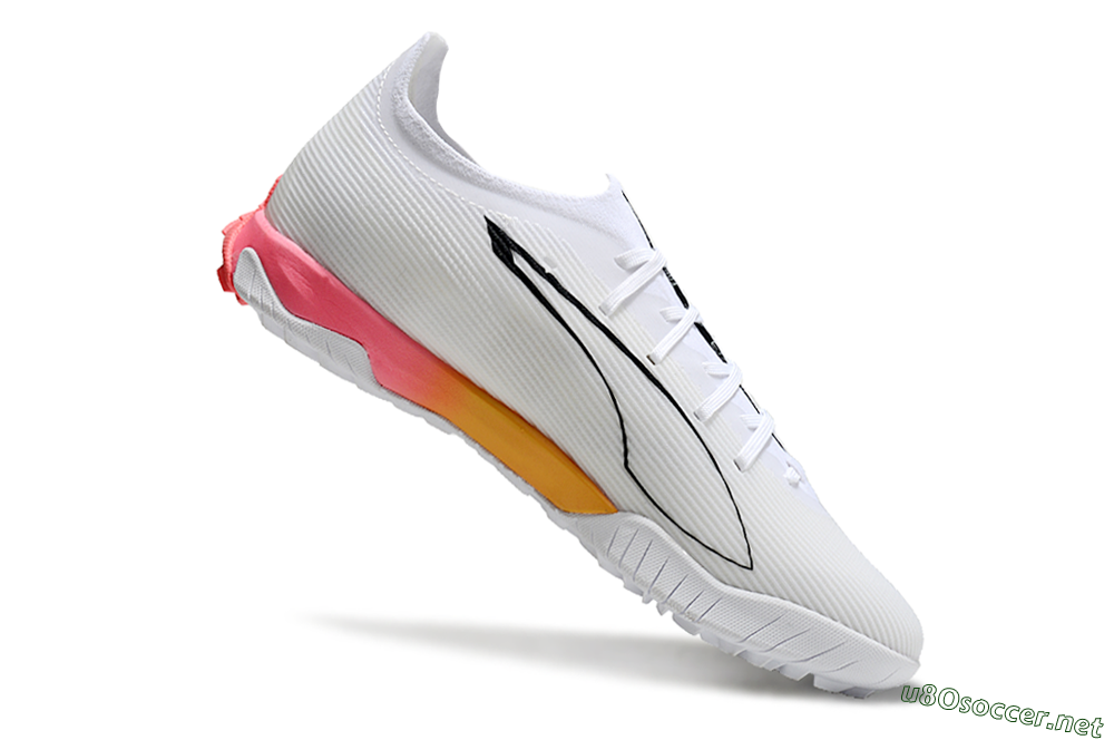 Men's Puma Ultra Ultimate TF Football Shoes - White/Black/Yellow/Pink 4