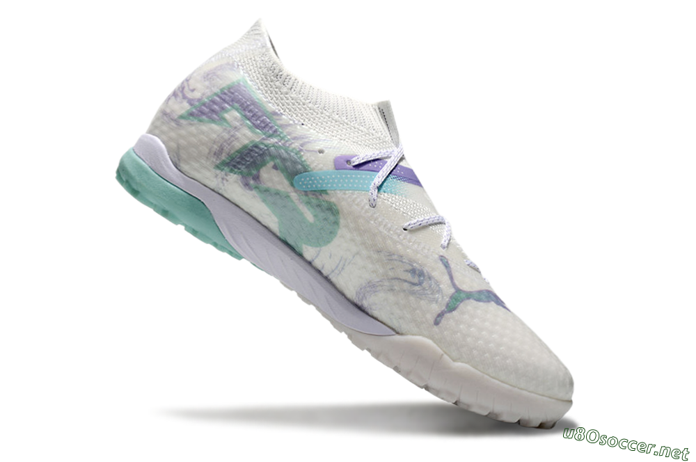 Men's Puma Future Ultimate TF Football Shoes - Beige/Jade/Purple 4