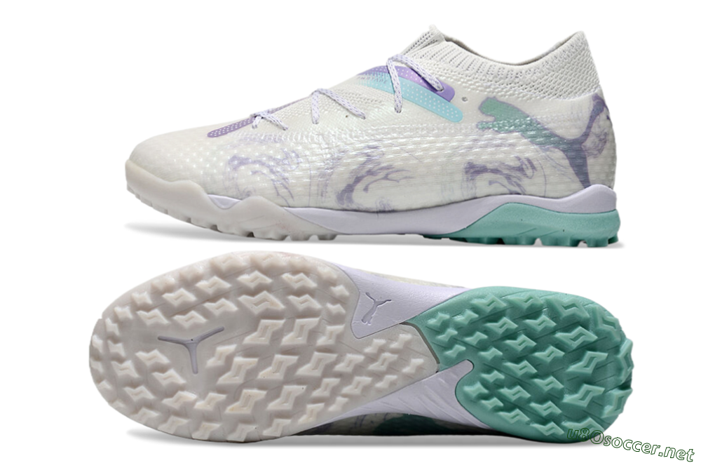 Men's Puma Future Ultimate TF Football Shoes - Beige/Jade/Purple 1