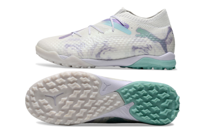 Men's Puma Future Ultimate TF Football Shoes - Beige/Jade/Purple
