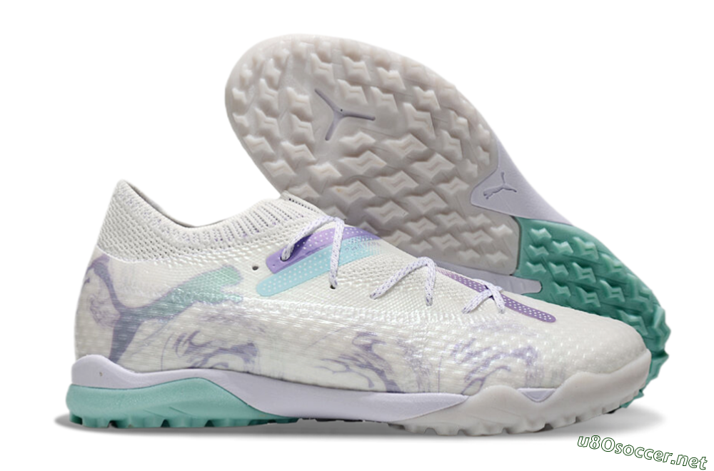 Men's Puma Future Ultimate TF Football Shoes - Beige/Jade/Purple 2