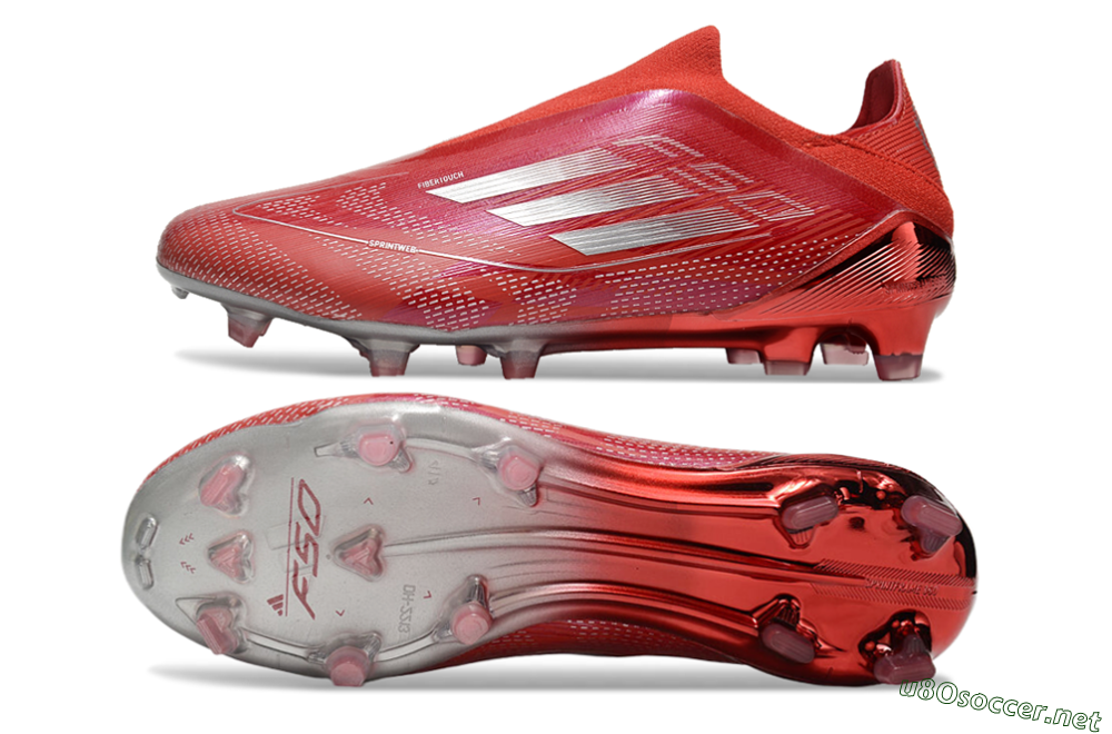 Men's Adidas F50 Elite Laceless FG Football Boots - Red/Silver 1