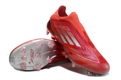 Men's Adidas F50 Elite Laceless FG Football Boots - Red/Silver