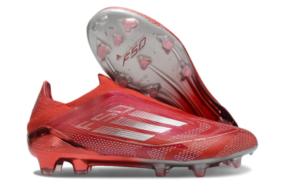 Men's Adidas F50 Elite Laceless FG Football Boots - Red/Silver