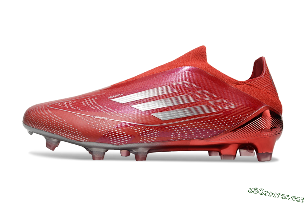 Men's Adidas F50 Elite Laceless FG Football Boots - Red/Silver 0
