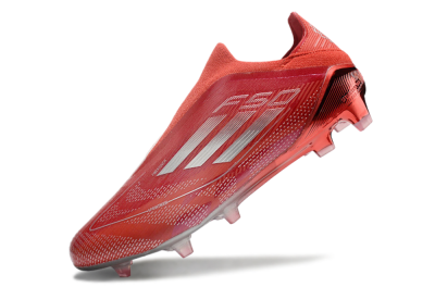 Men's Adidas F50 Elite Laceless FG Football Boots - Red/Silver