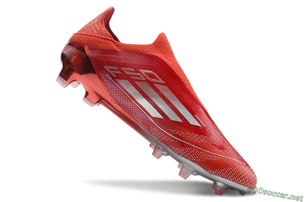 Men's Adidas F50 Elite Laceless FG Football Boots - Red/Silver 4