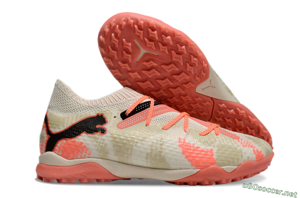 Men's Puma Future Ultimate TF Football Shoes - Beige/Red/Black 2
