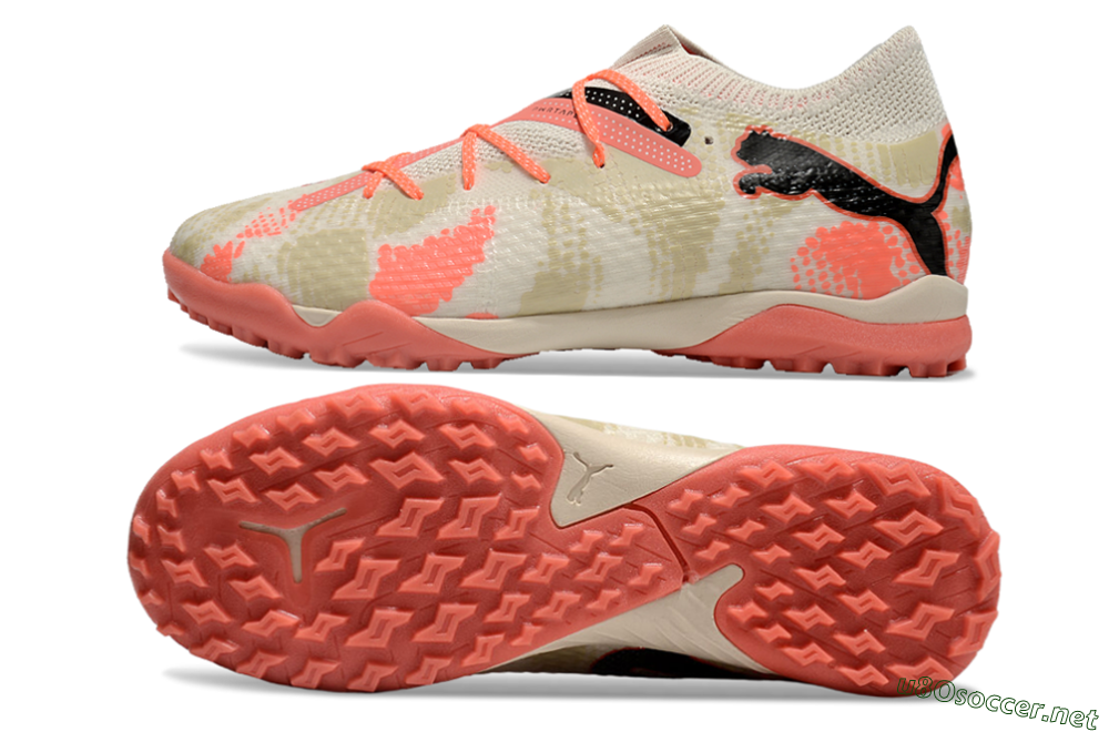 Men's Puma Future Ultimate TF Football Shoes - Beige/Red/Black 1