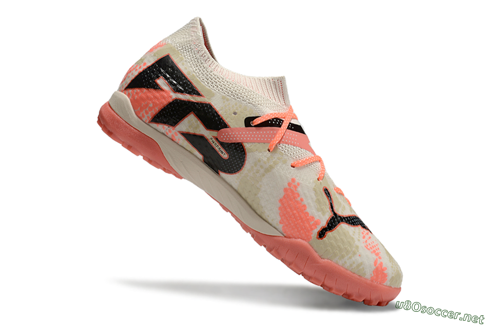 Men's Puma Future Ultimate TF Football Shoes - Beige/Red/Black 4