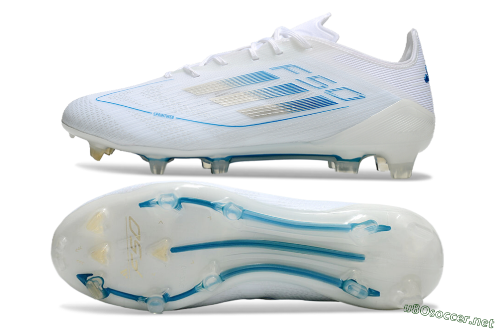 Men's Adidas F50 Elite FG Football Boots - White/Silver/Blue 1