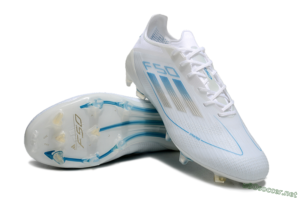 Men's Adidas F50 Elite FG Football Boots - White/Silver/Blue 3