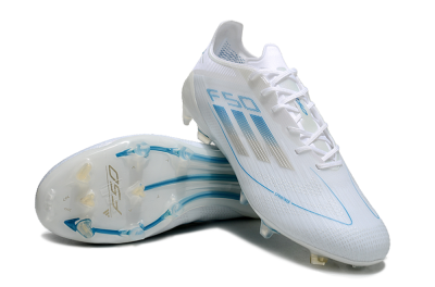 Men's Adidas F50 Elite FG Football Boots - White/Silver/Blue
