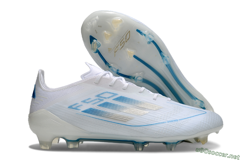 Men's Adidas F50 Elite FG Football Boots - White/Silver/Blue 2