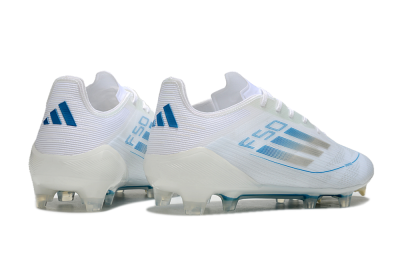 Men's Adidas F50 Elite FG Football Boots - White/Silver/Blue