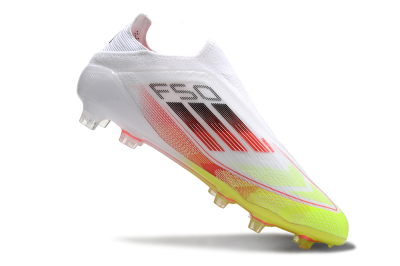 Men's Adidas F50 Elite Laceless FG Football Boots - White/Yellow/Red