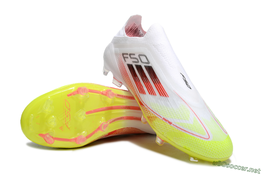 Men's Adidas F50 Elite Laceless FG Football Boots - White/Yellow/Red 3