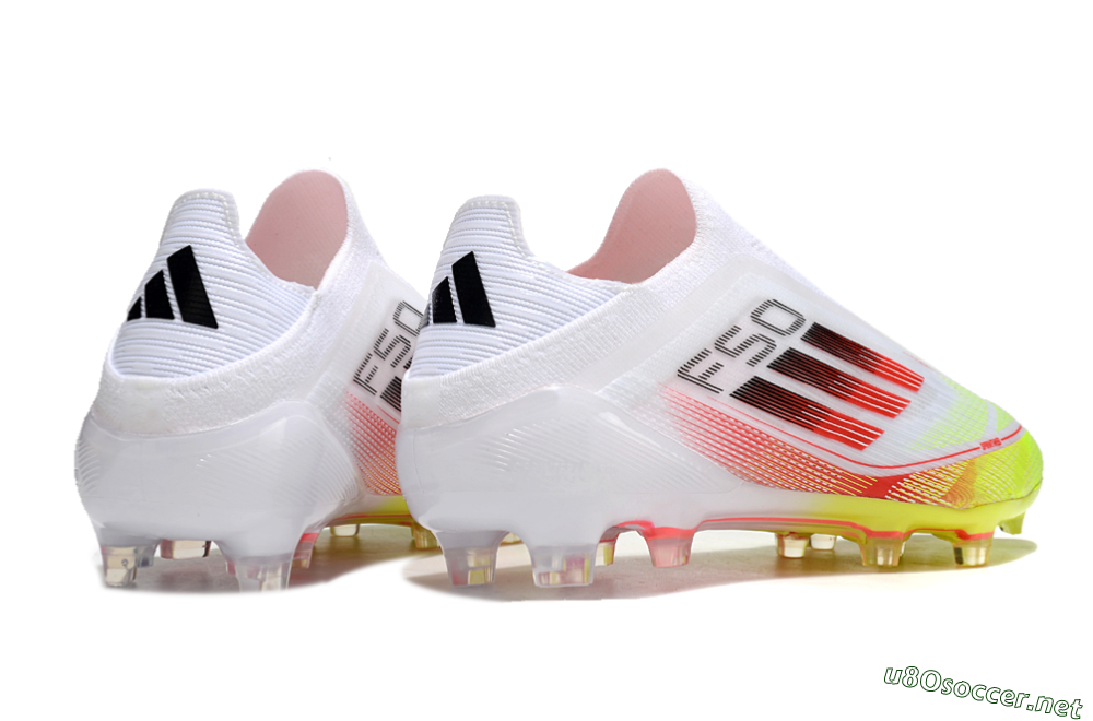 Men's Adidas F50 Elite Laceless FG Football Boots - White/Yellow/Red 6