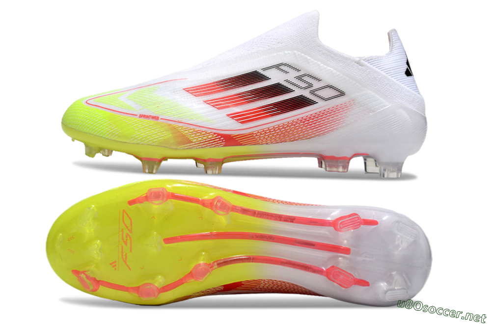 Men's Adidas F50 Elite Laceless FG Football Boots - White/Yellow/Red 1