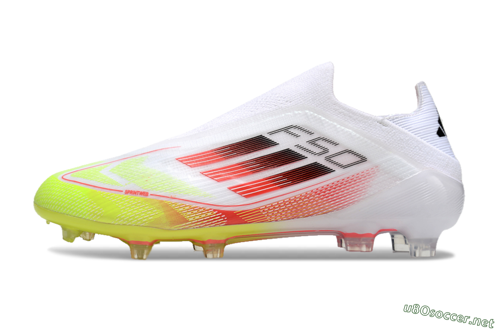 Men's Adidas F50 Elite Laceless FG Football Boots - White/Yellow/Red 0