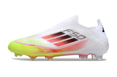 Men's Adidas F50 Elite Laceless FG Football Boots - White/Yellow/Red