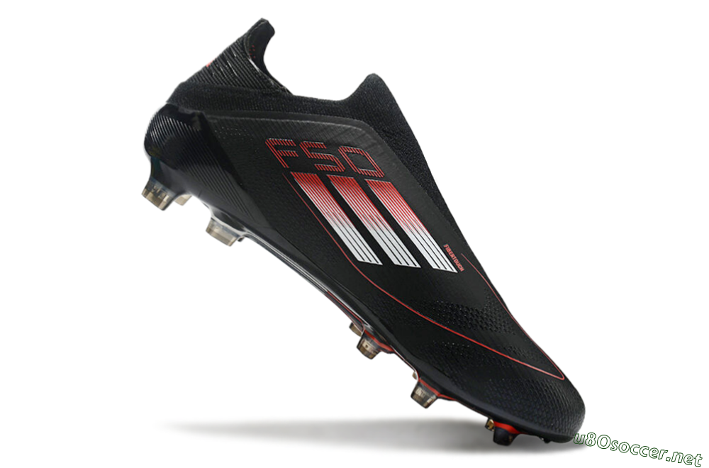 Men's Adidas F50 Elite Laceless FG Football Boots - Black/White/Red 4