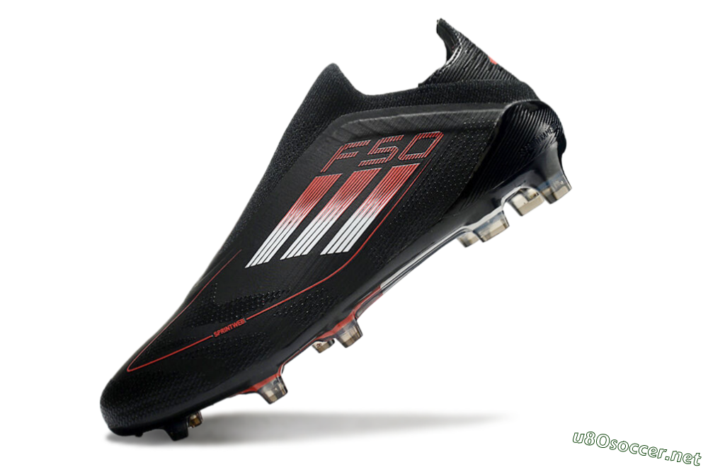 Men's Adidas F50 Elite Laceless FG Football Boots - Black/White/Red 5